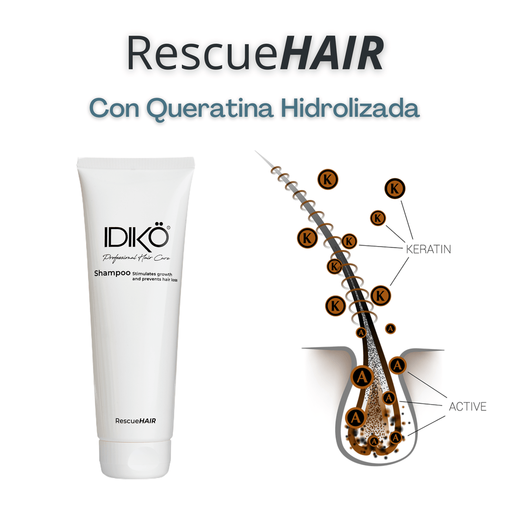 Champú RescueHair 250ml. Fortalece tu cabello, previene la caída